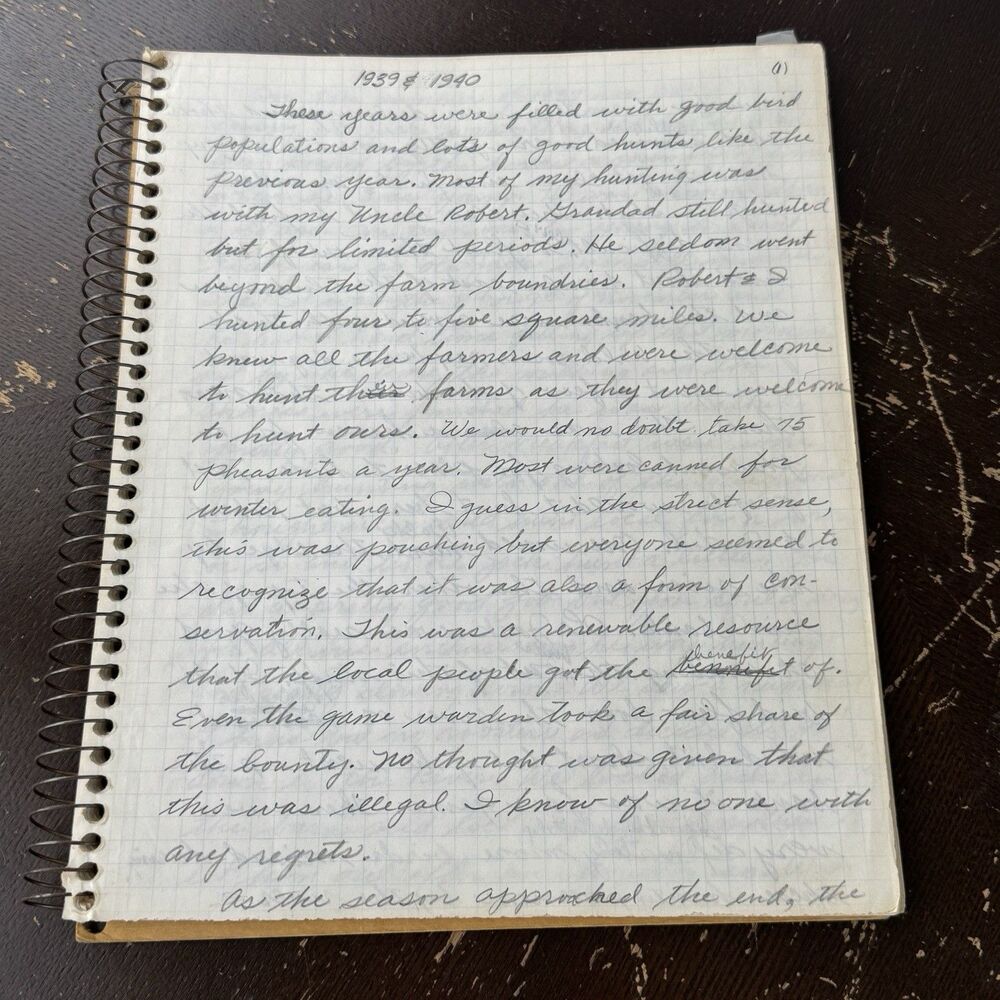 Hand Written Bird Hunting Log Book 1939-1961 Transcribed 94 Pages Of Experience